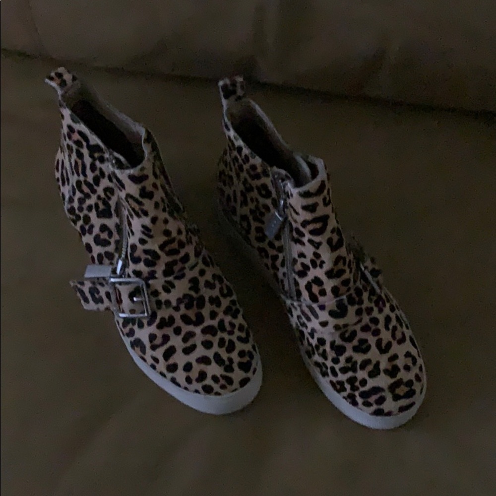 Jslides Calf Cheetah Print Zip Up Slides - image 1